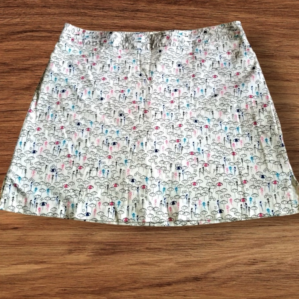 Lady Hagen Cute White Umbrella Print with Blue & Pink Athletic Skort Size 12